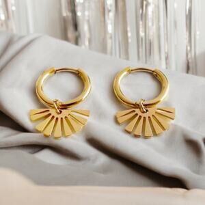 NEW 14K gold plated hoop sun drop earrings jewelry B20